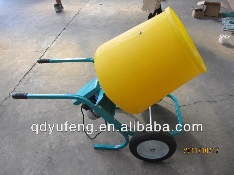 wheelbarrow style electric motor mini portable concrete mixer with plastic drum