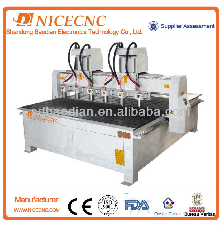 Woodworking cnc router machine with Six-spindles BD1816A