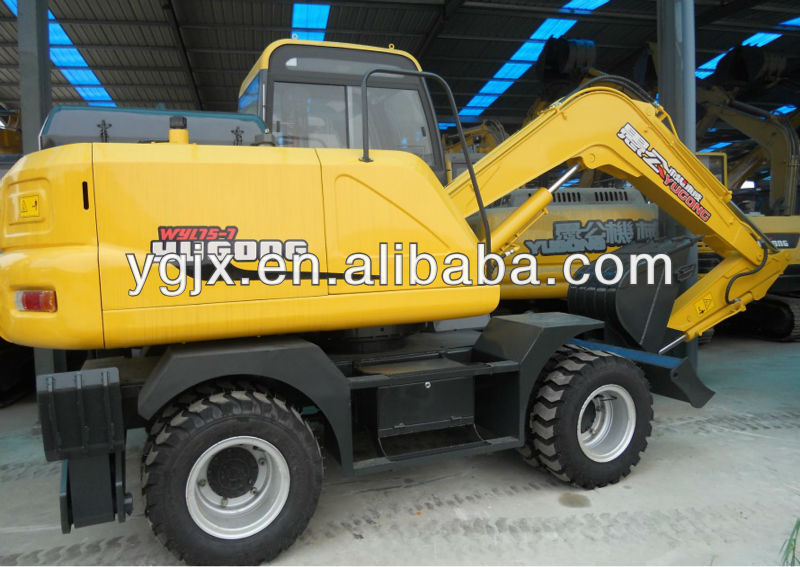 WYL75 Cummins engine and Air conditioner for choice Double or Four drive Imported hydraulic parts 6550KG small wheel excavator