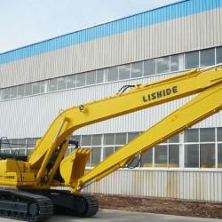 backhoe on mat