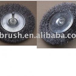 Circular wire brush-crimped wire with shank