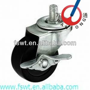 High Quality Light Duty Black Flat Series Screw Caster Wheel With Side Brakes