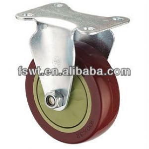 High Quality Medium Duty Polyurethane Purplish Red Single-Round Rigid Casters