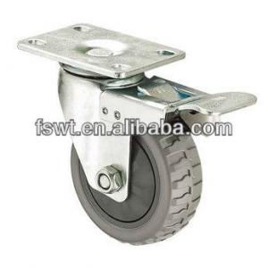 Medium Duty Grey Polyurethane Caster Wheel With Brake