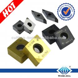 PCBN Inserts use for process hardened steel, hardened cast iron, grey cast iron and iron series metal work pieces.