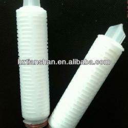 Polytetrafluoroethylene / 1.0 micron PTFE pleated membrane filter cartridge with absolute filtration efficiency