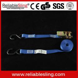 ratchet tie down strap, J hook hardware, cargo lashing