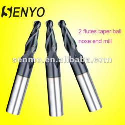 solid carbide 2 flutes taper ball nose end mill