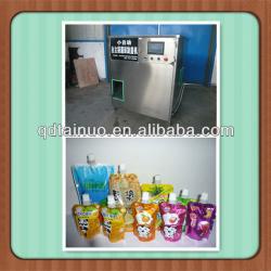 Stand up spouted liquid soya milk pouch filling and capping packaging machine