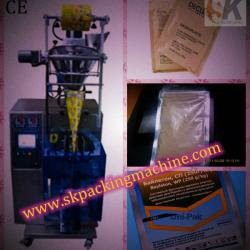 Three sides sealing sachet automatic packaging machine.