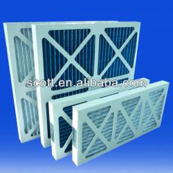 white color carton frame synthetic fiber prefilter /blue corrugated media disposible air filter