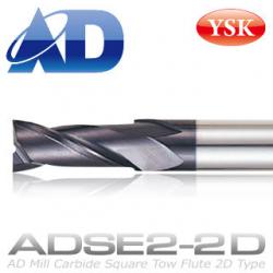 YSK Advanced end mill (AD mill), 2 Flutes Carbide Square EndMills with TiAlN coating / 2D Flute Length Type