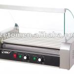 CE certificated 7 rollers Hot dog grill with glass cover