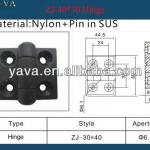 Black flexible plastic small hinges for table top packaging machine