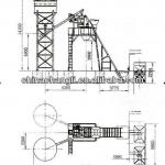 Lifting hopper concrete mix plant HZS25, mini concrete batch plant