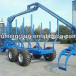Tractor PTO powered Timber Wood Trailer with Crane
