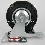 swivel black rubber caster with top brake