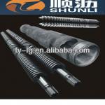 Conical twin Screw and barrel in Nitrided treatment for plastic extruder machine/twin screw barrel for injection machine