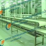 Three level belt conveyor in assembly line